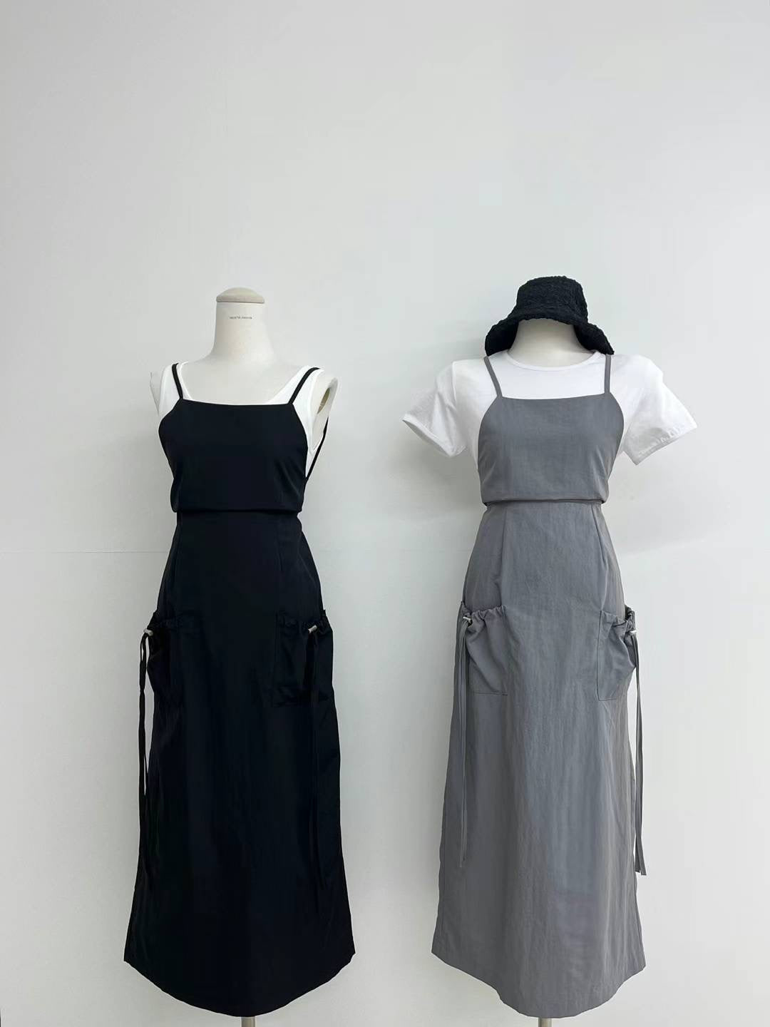 strappy overall dress (light grey)