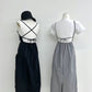 strappy overall dress (light grey)