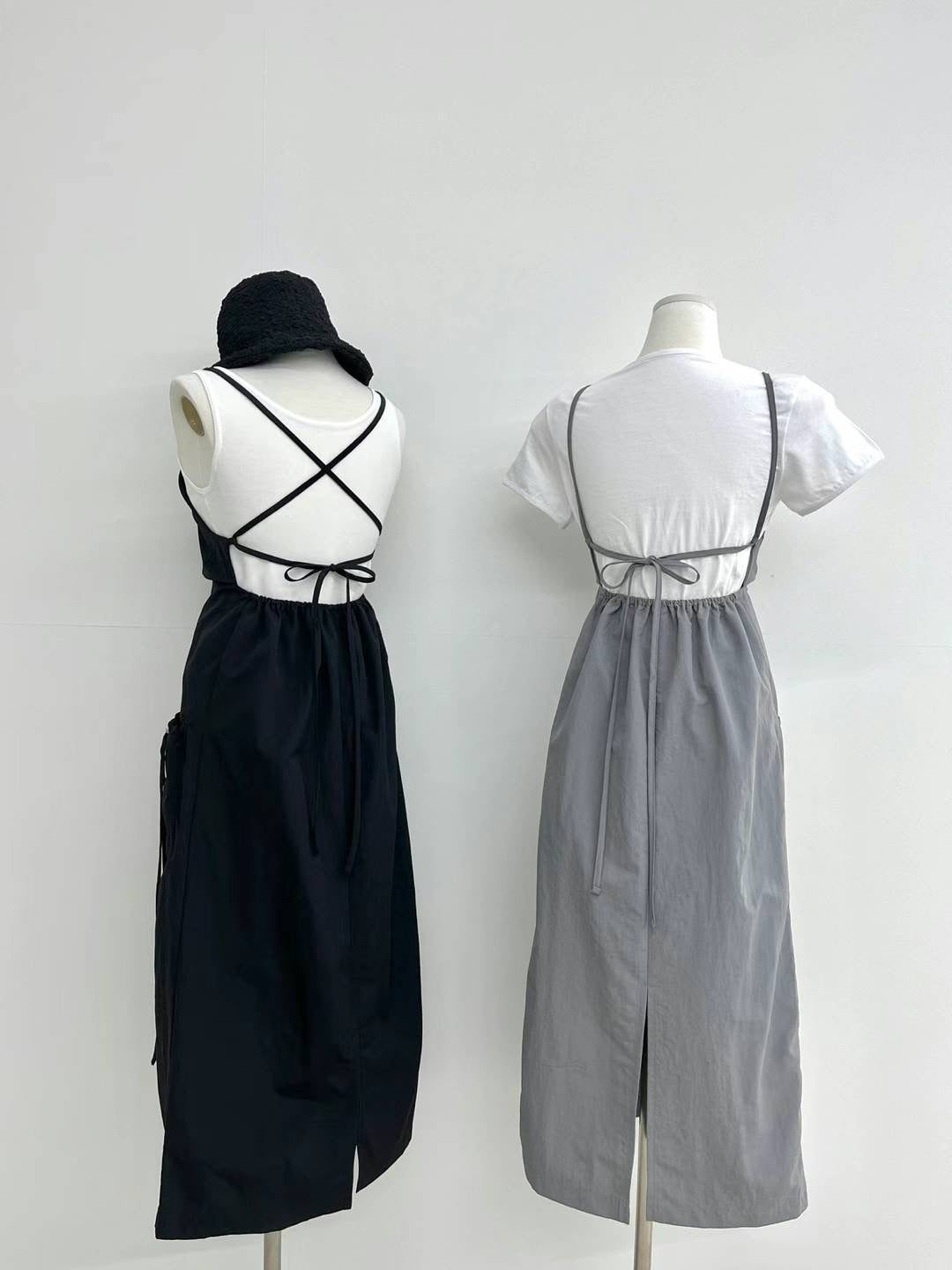 strappy overall dress (light grey)