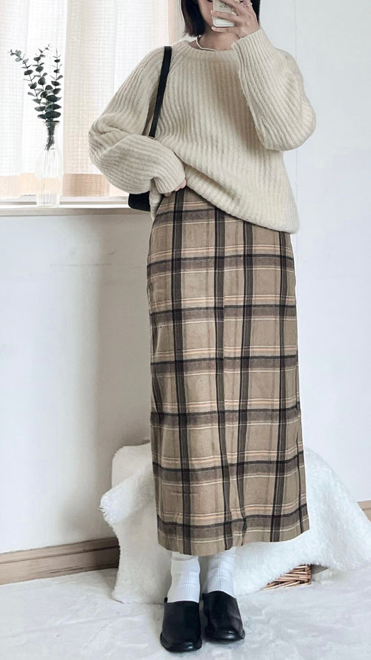 flannel checks skirt (yellow)* sample