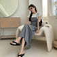 strappy overall dress (light grey)