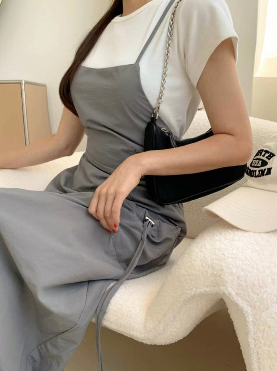 strappy overall dress (light grey)