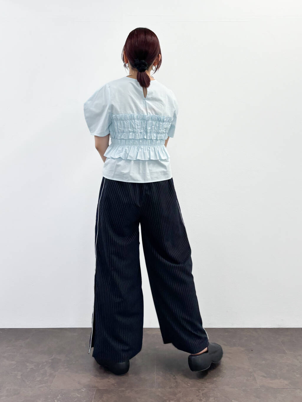 『高橋愛×KBF』shirred bustier blouse (light blue) *JP