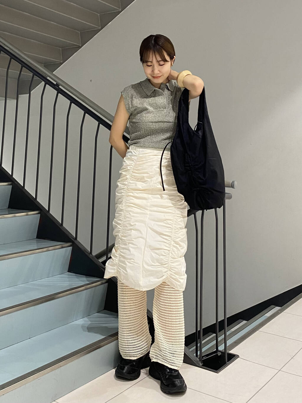 『高橋愛×KBF』shirred skirt pants set (ivory) *JP