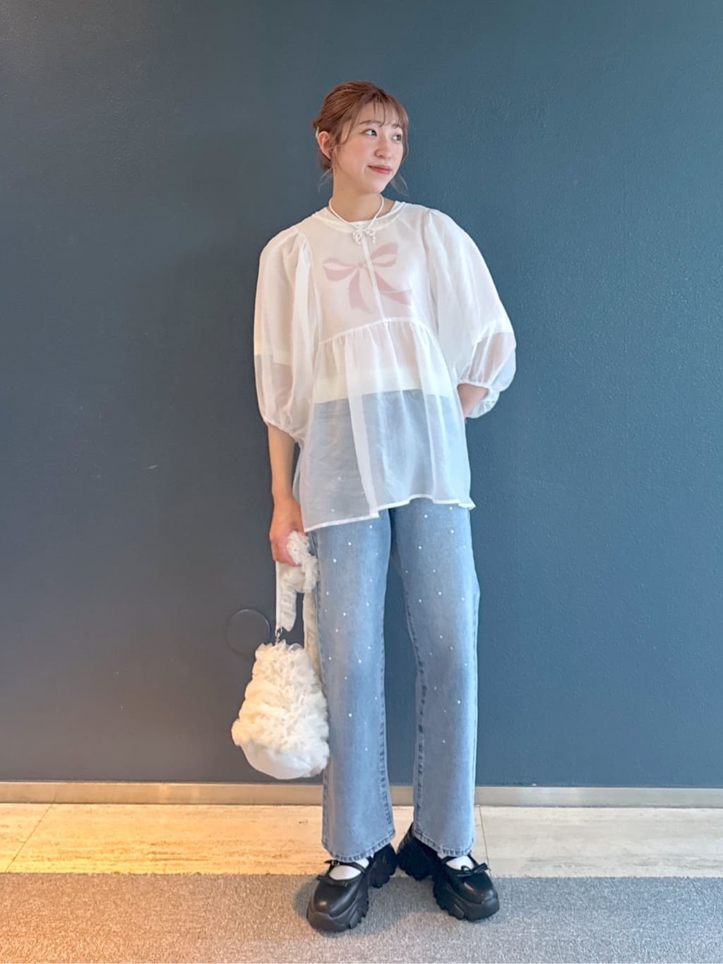 organdy volume blouse (white) *JP