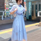 front draw sheer top (blue) *JP