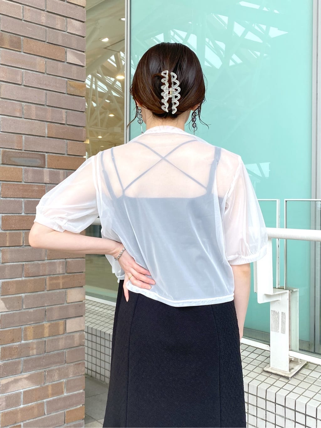 front draw sheer top (white) *JP