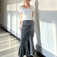 cut out gather skirt (grey) *JP