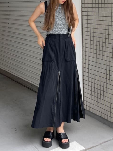 suspender maxi skirt (black) *JP