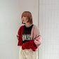 patchwork knit cardigan (red) *JP