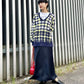 sheer check feather knit (navy) *JP