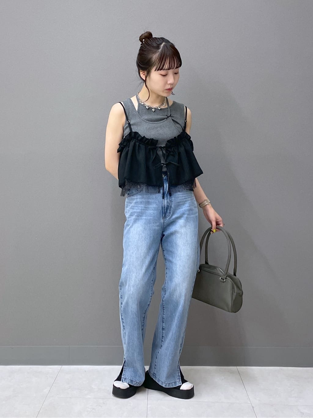 teleco layered tank top (charcoal) *JP