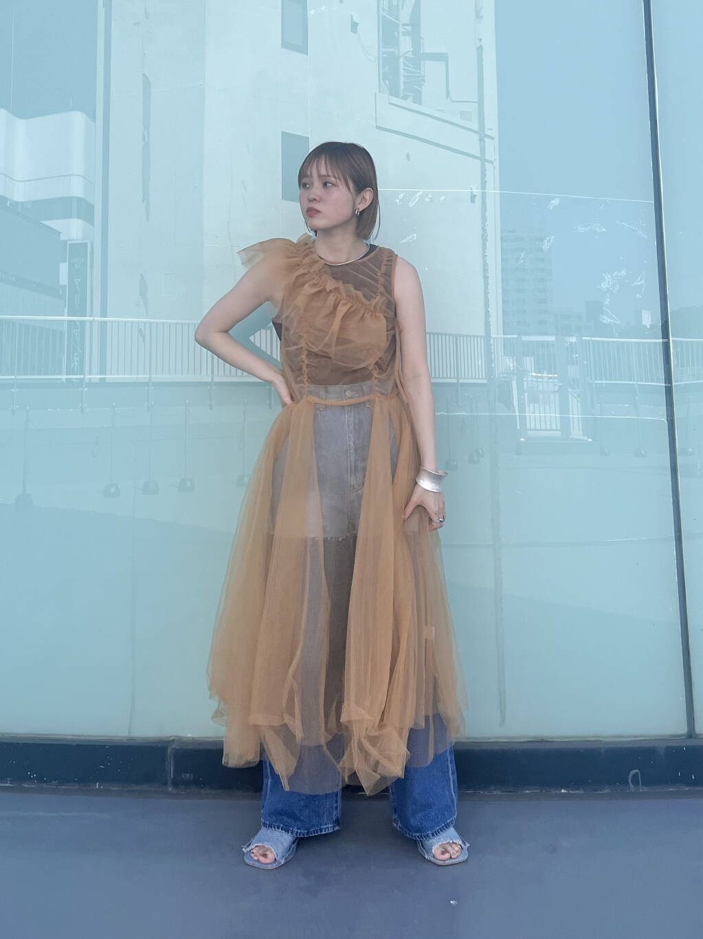 『高橋愛×KBF』frilled tulle dress (apricot) *JP