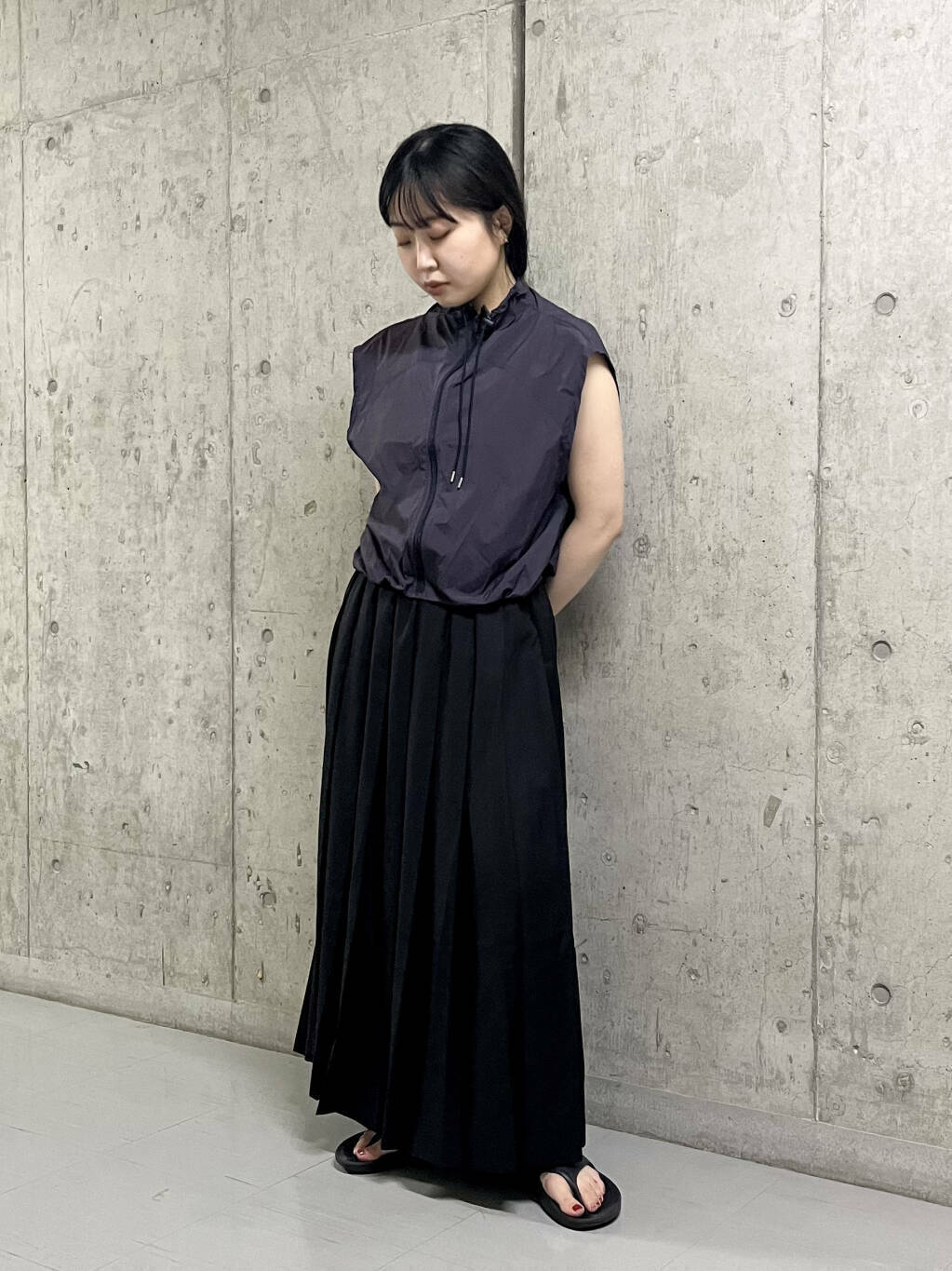 pleated camisole dress (black) *JP