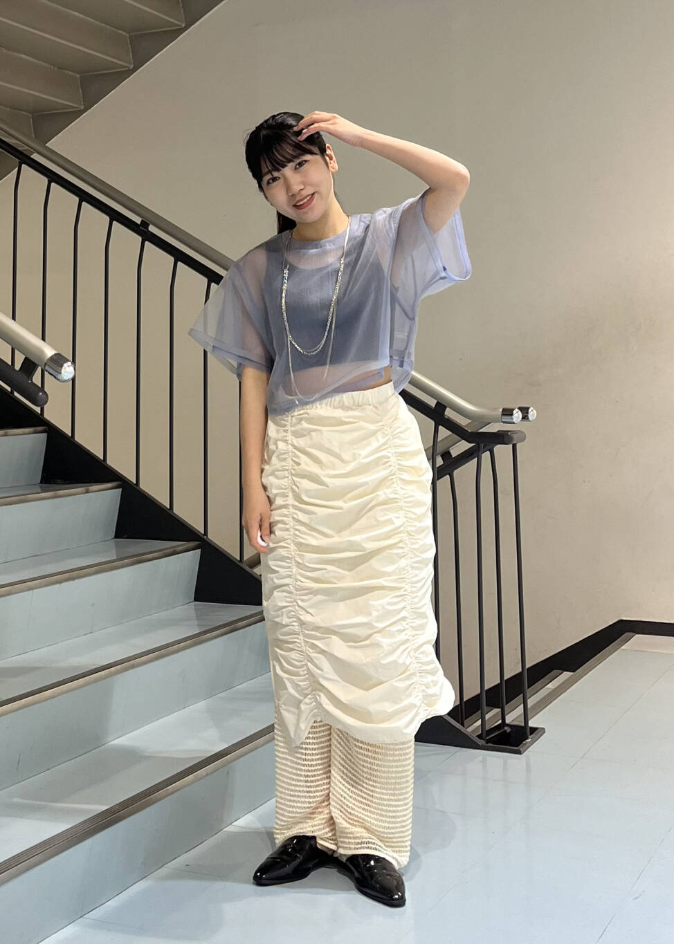 layered sheer top (blue) *JP