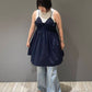 shirred mini dress (navy) *JP