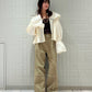 fringe straight pants (khaki) *JP