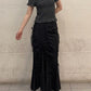 cut out gather skirt (black) *JP