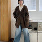 jacquard fringe cardigan (khaki) *JP