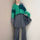 patchwork knit cardigan (green) *JP