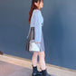 pleated skirt with belt (light grey) *JP