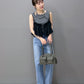 tee with frill cami (charcoal) *JP