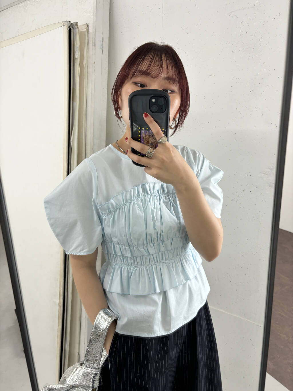 『高橋愛×KBF』shirred bustier blouse (light blue) *JP