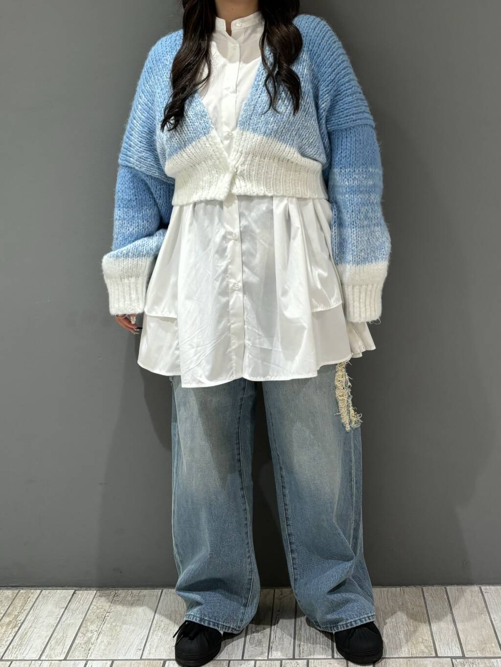 gradient short cardigan (off mix) *JP