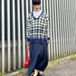 sheer check feather knit (navy) *JP