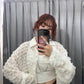 front Gathered Feather Shirt (white) *JP