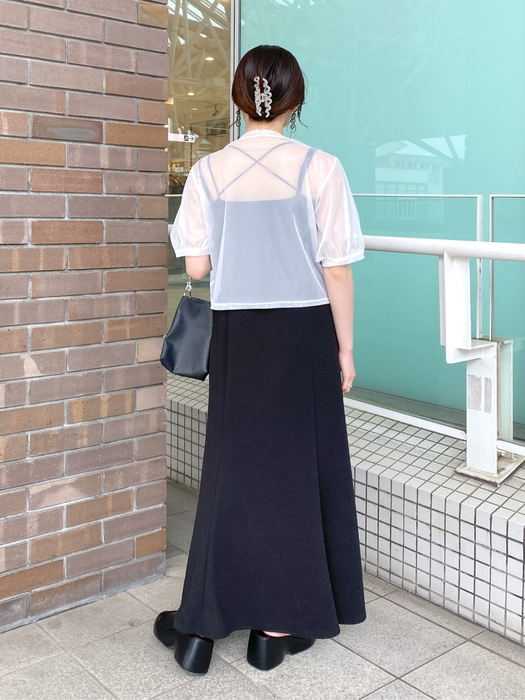 front draw sheer top (white) *JP