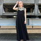 switching maxi cami dress (black) *JP