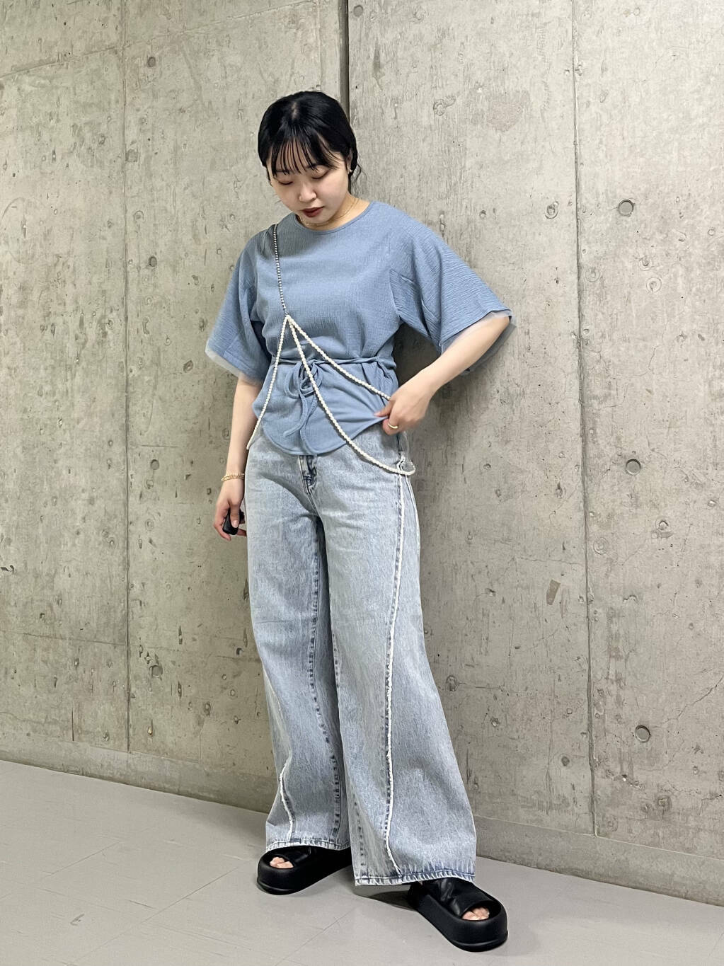 cut-off wide denim (light blue) *JP