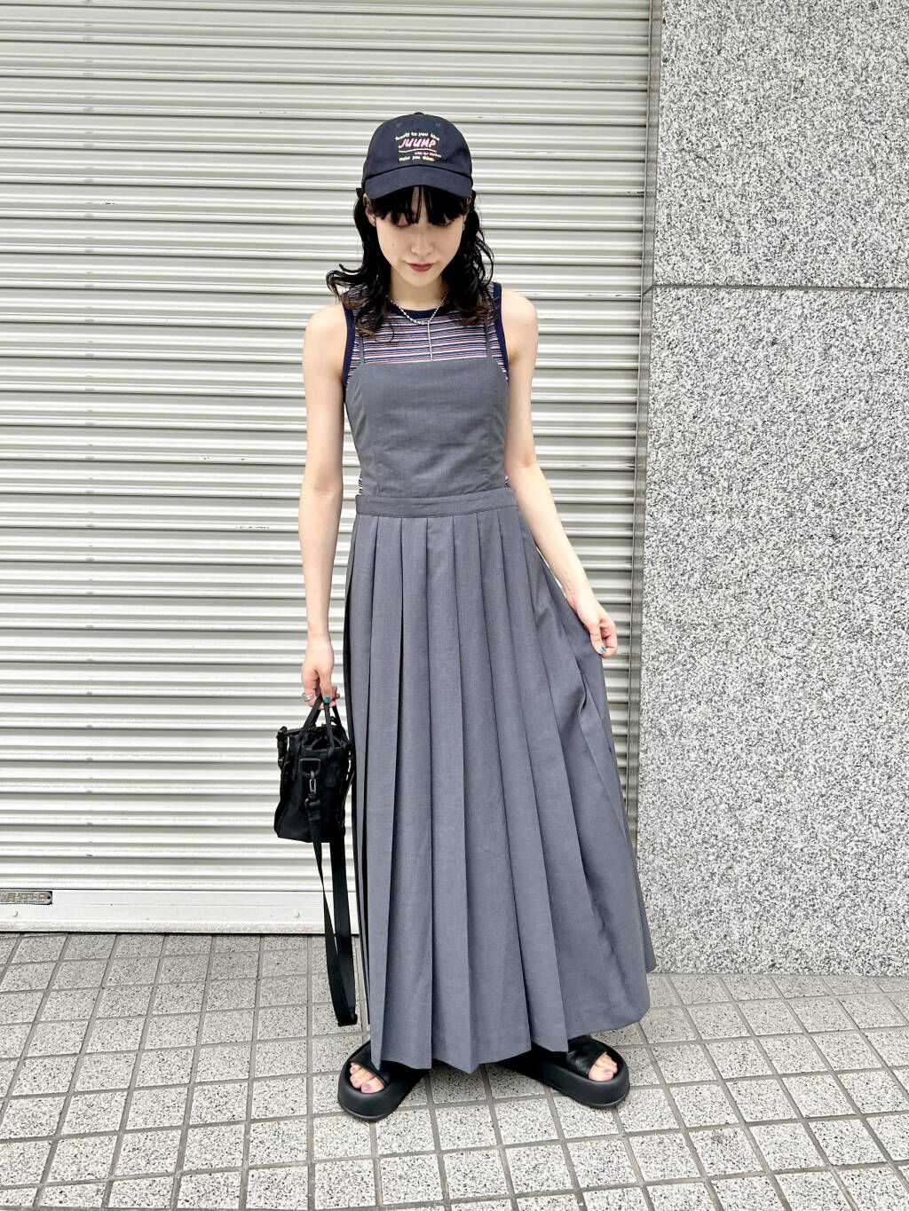 pleated camisole dress (grey) *JP