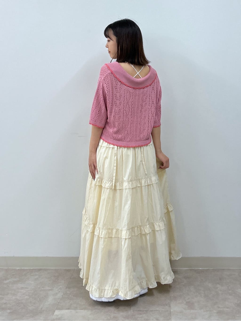 openwork color cardigan (pink) *JP