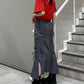 cut out gather skirt (grey) *JP