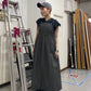 knit vest set dress (navy x charcoal) *JP