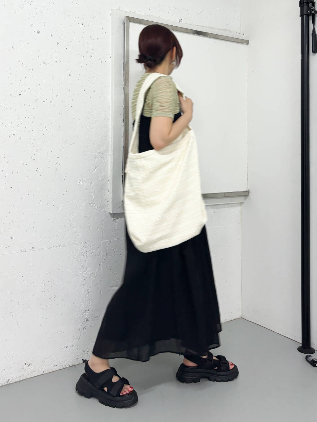 gathered tulle tee (light khaki) *JP