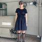 shirred mini dress (navy) *JP