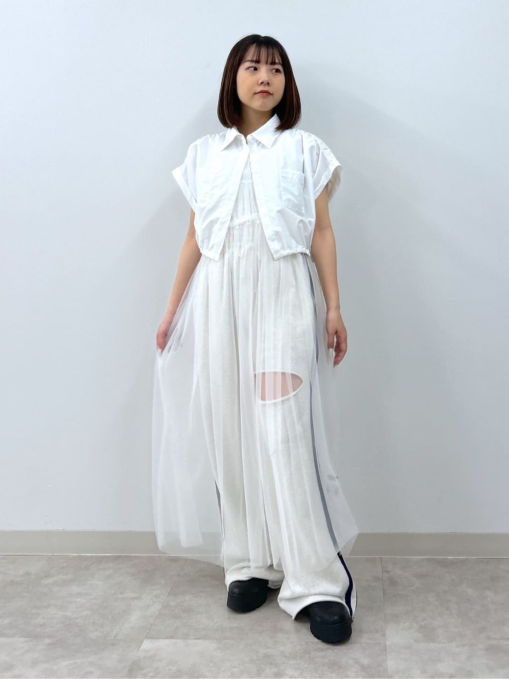 w pocket shirt dress set (white) *JP