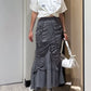 cut out gather skirt (grey) *JP