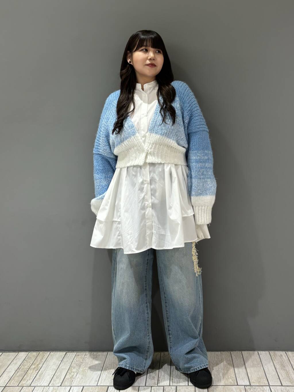 gradient short cardigan (off mix) *JP