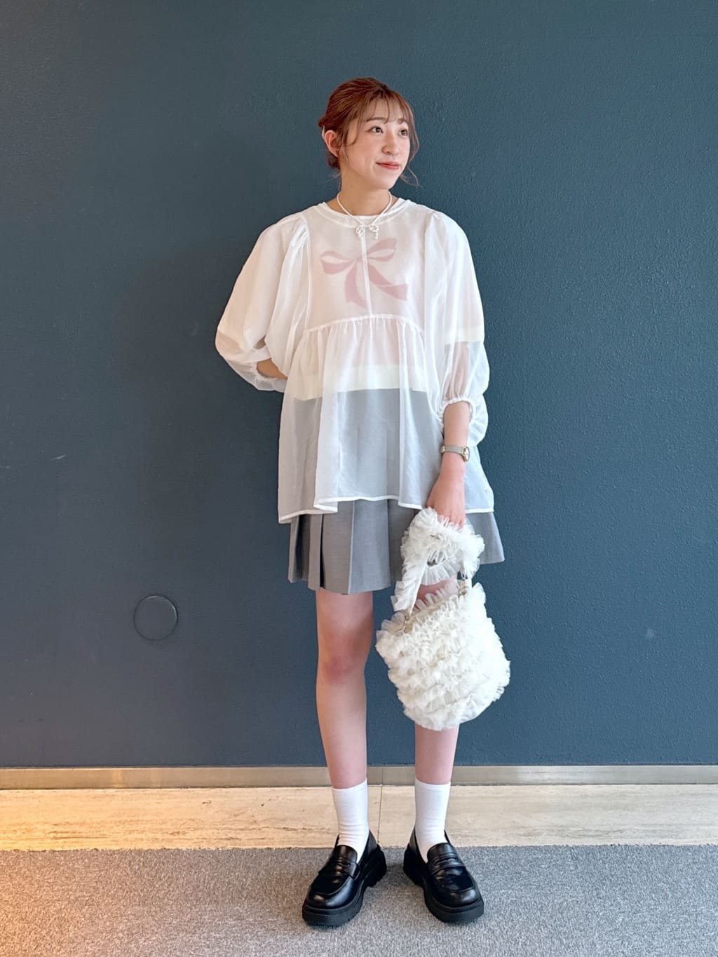 organdy volume blouse (white) *JP