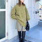 volume knit mini dress (pistachio) *JP