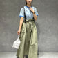 2way nylon gathered skirt (khaki) *JP