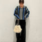 front zip striped cardigan (gray mix) *JP