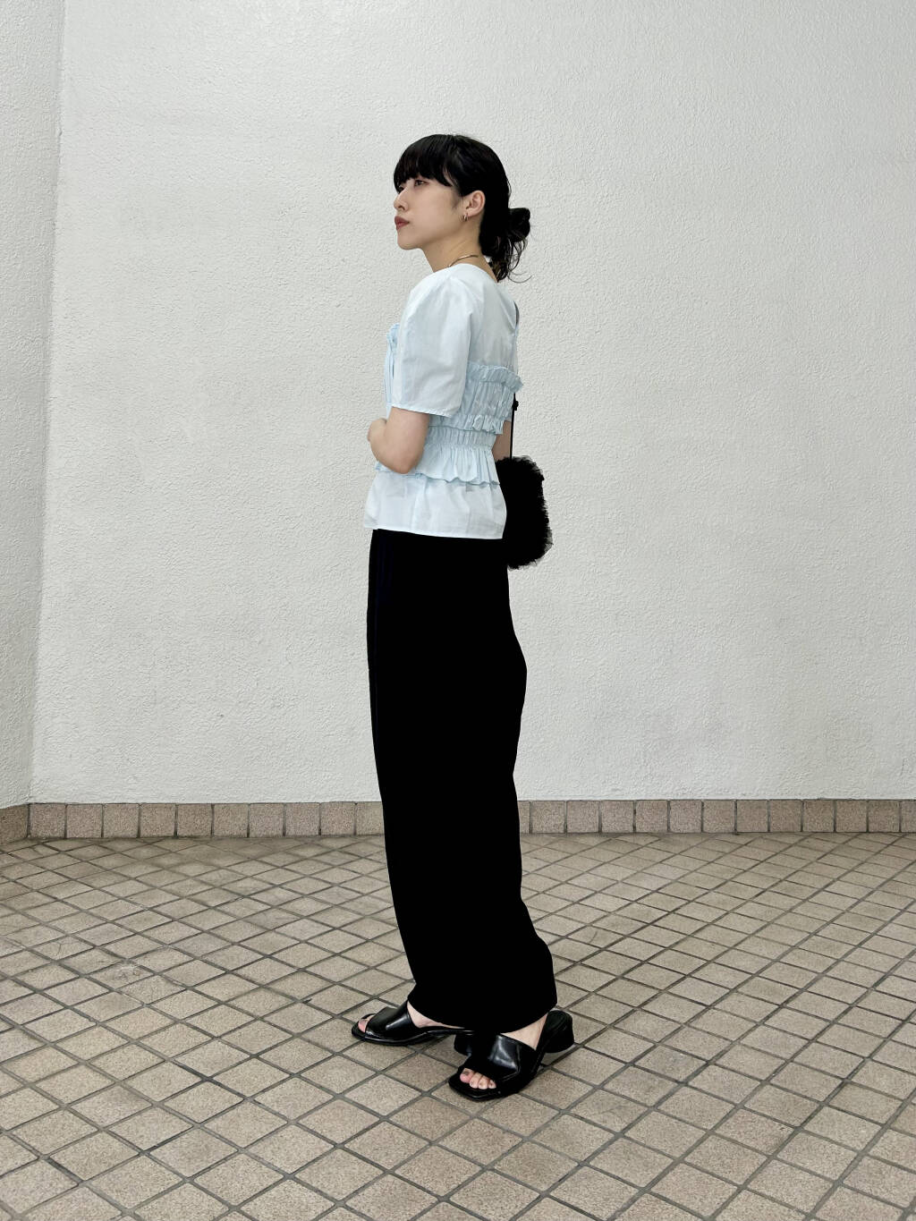 『高橋愛×KBF』shirred bustier blouse (light blue) *JP