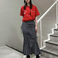 cut out gather skirt (grey) *JP