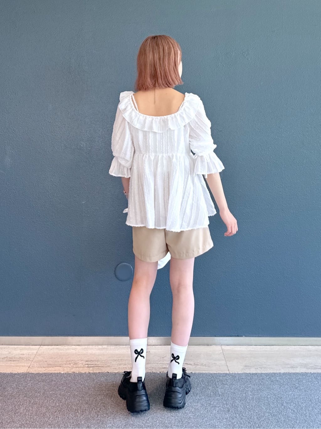 2way frilled collar top (white) *JP