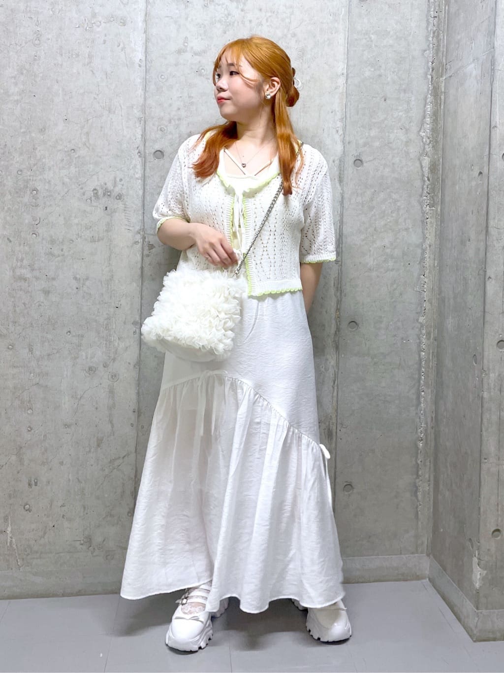 openwork color cardigan (white) *JP